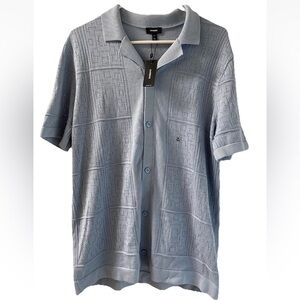 NWT Express Sweater Polo Mens Medium Tall Pointelle Cotton-Blend Johnny Collar